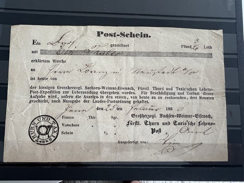 Thurn und taxis post - und, post-schein