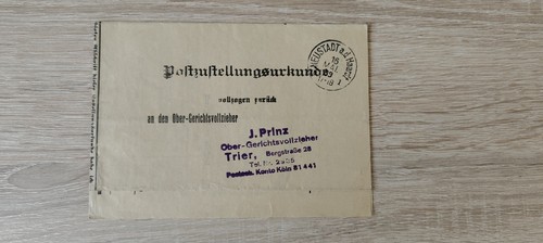 Post zustellungsurkunde - dr,