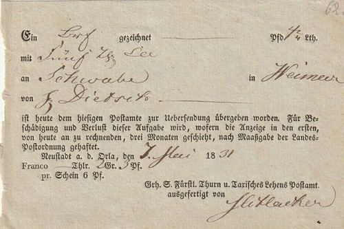 Thurn taxis fahrpost - &,