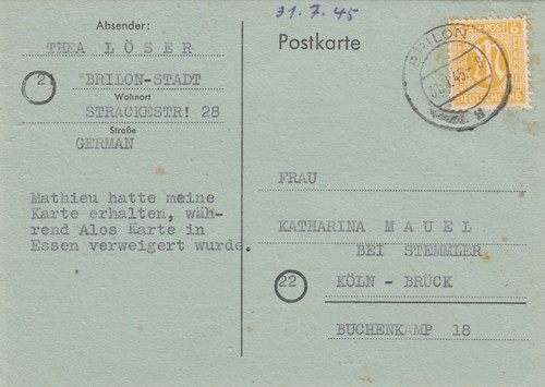 Bizone postkarte 1945 von - bizone:,