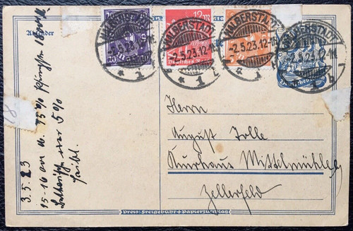 1923 postkarte ganzsache - dr,